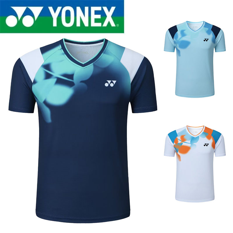 Badminton Yonex - YONEX Badminton Kurzarm-Shirt, feuchtigkeitsableitend, atmungsaktiv, Trainings-Sportbekleidung,