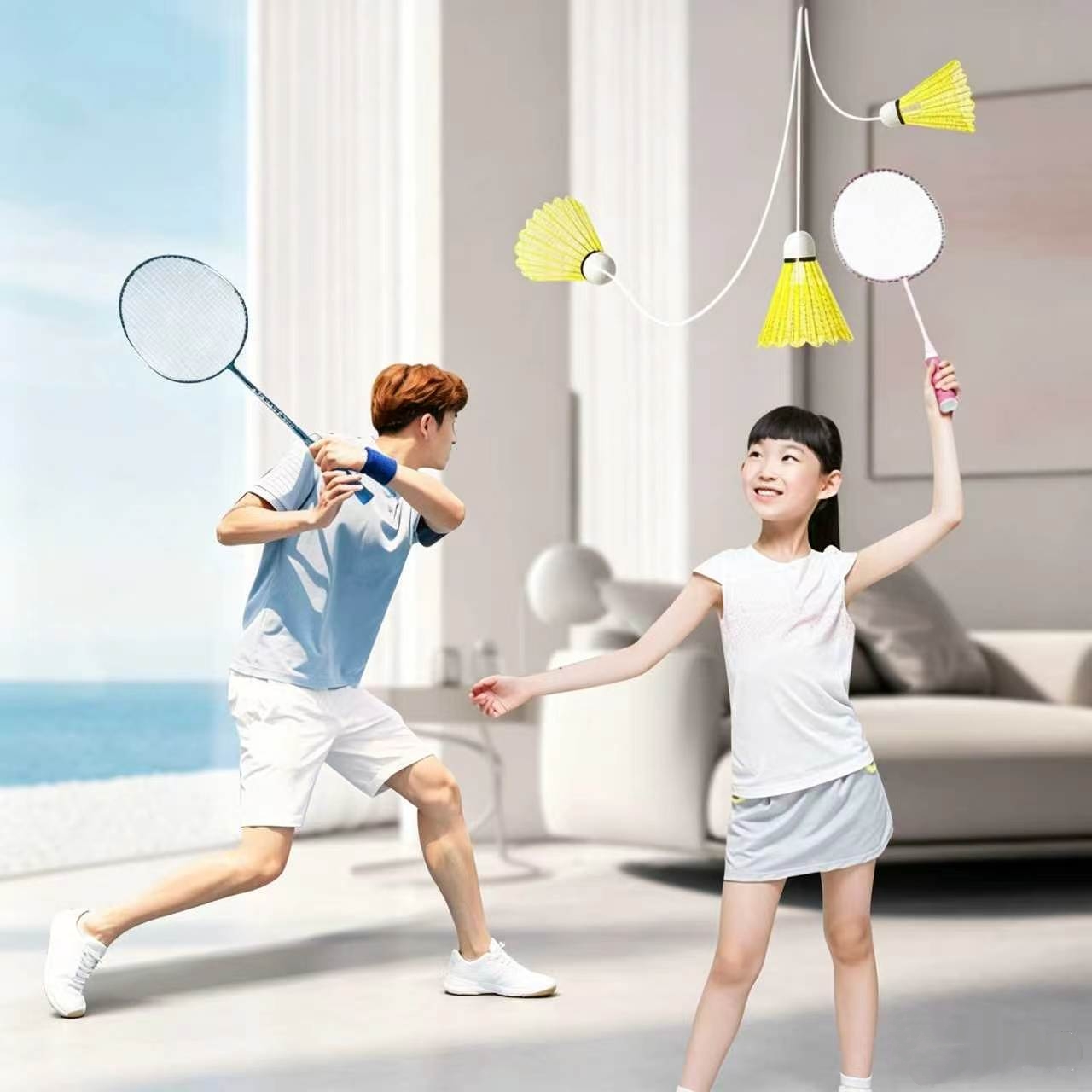 Badminton Talk - 3-teiliges elastisches Badminton-Set mit 1 Schläger,